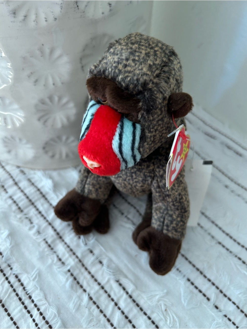 Vintage 1999 Ty Beanie Baby cheeks Plush Mandrill Monkey